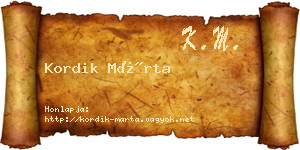Kordik Márta névjegykártya