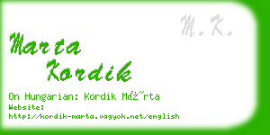 marta kordik business card